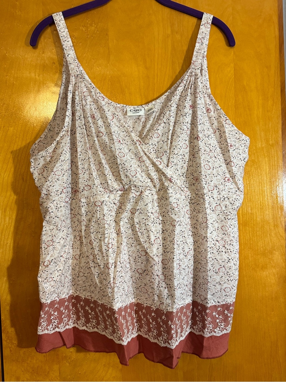Cato Cream Floral Camisole with Rose/brown Border